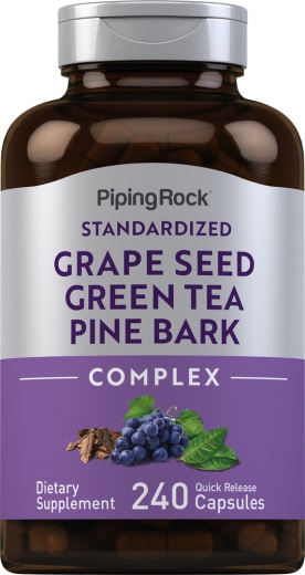 Standardisert druekjerneekstrakt, grønn te og furubark Complex, 240 Hurtigvirkende kapsler