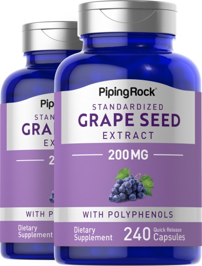Gestandaardiseerd druif-extract met polyfenolen , 200 mg, 240 Snel afgevende capsules, 2  Flessen
