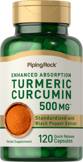 Complesso di curcuma e turmerico standard , 500 mg, 120 Capsule a rilascio rapido
