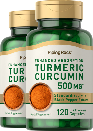 Standardiseret Gurkemeje/Kurkumin Complex , 500 mg, 240 Kapsler for hurtig frigivelse, 2  Flasker