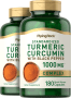 Gurkmeja-kurkumin Standardiserad sammansättning med svartpeppar, 1000 mg, 180 Snabbverkande kapslar, 2  Flaskor