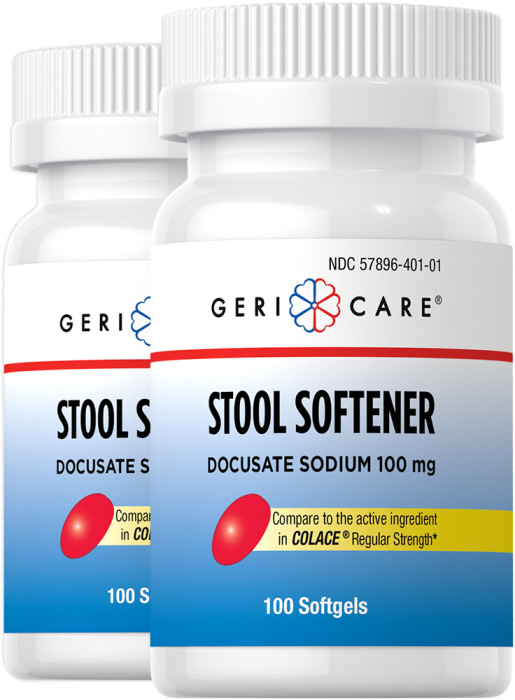 Émollient Docusate de sodium 100 mg, Compare to Colace , 100 Capsules, 2  Bouteilles