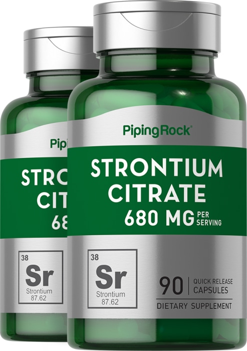 Citrate de Strontium, 680 mg (par portion), 90 Gélules à libération rapide, 2  Bouteilles