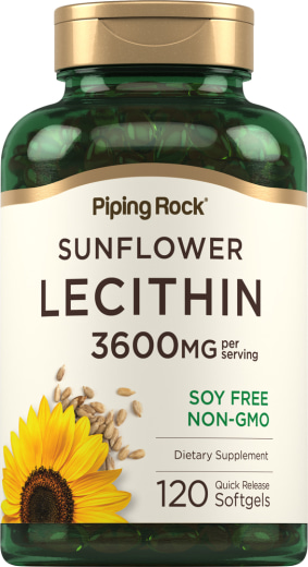 Sonnenblumen-Lecithin – GMO-frei 2400 mg, 3600 mg (pro Portion), 120 Softgele mit schneller Freisetzung
