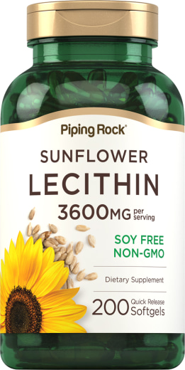 Sonnenblumen-Lecithin – GMO-frei 2400 mg, 3600 mg (pro Portion), 200 Softgele mit schneller Freisetzung