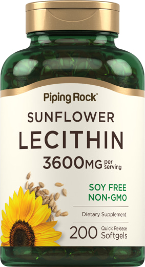 Lesitin Bunga Matahari - BUKAN GMO 2400 mg, 3600 mg (setiap sajian), 200 Gel Lembut Lepas Cepat
