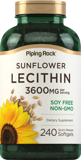 Lesitin Bunga Matahari - BUKAN GMO 2400 mg, 3600 mg (setiap sajian), 240 Gel Lembut Lepas Cepat