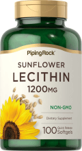 Lécithine de tournesol- NON OGM, 1200 mg, 100 Capsules molles à libération rapide