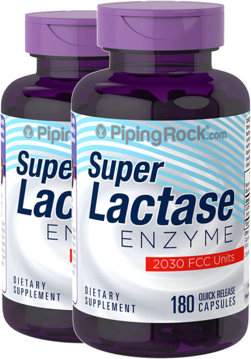 Super Dairy Digest-Lactase Enzyme 2030 FCC Units, 180 Quick Release Capsules, 2  Bottles