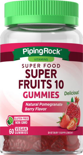 Super frutta 10 (melograno naturale), 60 Caramelle gommose vegane