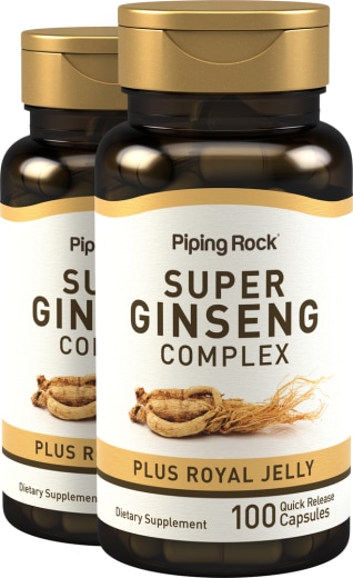 Super Ginseng Complex Plus Royal Jelly, 100 Quick Release Capsules, 2  Bottles
