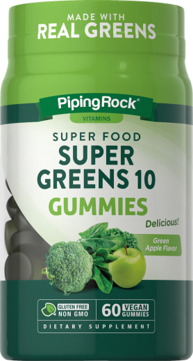 Super Greens 10 (Natuurlijke groene appel), 60 Veganistische snoepjes