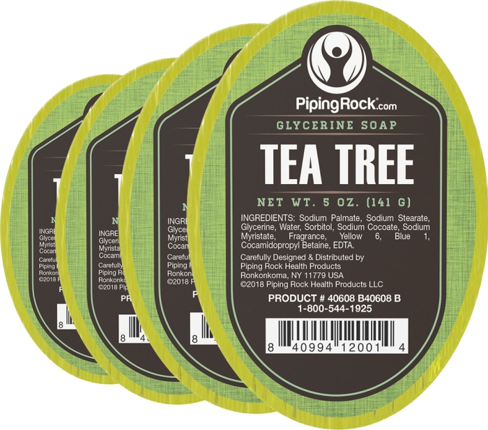 Tea Tree Oil Glycerine Soap, 5 oz (141 g) Bar, 4  Bars