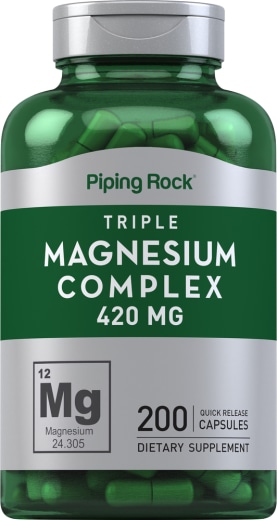 Complexo de magnésio Triplo, 420 mg, 200 Cápsulas de Rápida Absorção