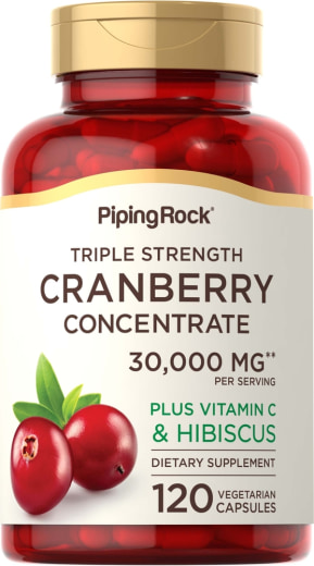 Triple Strength Cranberry Concentrate Plus Vitamin C & Hibiscus, 30,000 mg, 120 Vegetarian Capsules