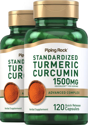 Compuesto avanzado de cúrcuma y curcumina , 1500 mg (por porción), 120 Cápsulas de liberación rápida, 2  Botellas/Frascos