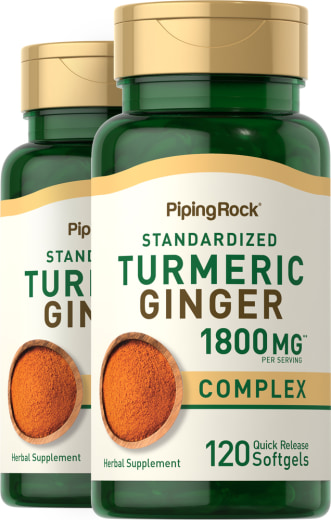 Turmeric Ginger Complex Standardized, 1800 mg, 120 Quick Release Softgels, 2  Bottles