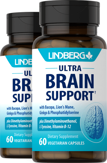 ผลิตภัณฑ์บำรุงสมอง Ultra Brain Support, 60 แคปซูลผัก, 2 ขวด
