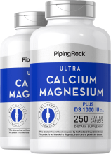 Ultra Calcium Magnesium Plus D3 (Cal 1000mg/Mag 500mg/D3 1000IU) (per serving), 250 Coated Caplets, 2  Bottles