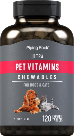 Vitaminas para mascotas Ultra para perros y gatos, 120 Tabletas masticables