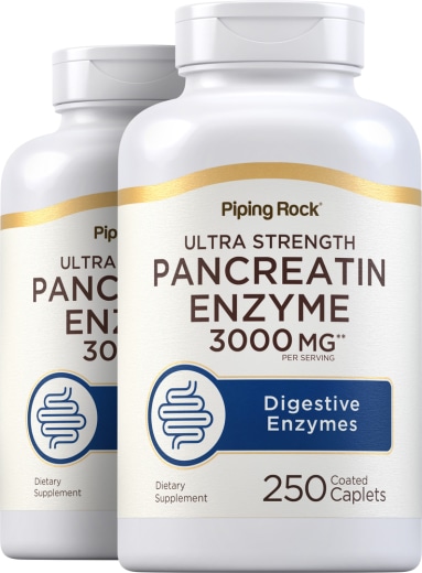 Ultra Strength Pancreatin Enzyme, 3000 mg, 250 Coated Caplets, 2  Bottles