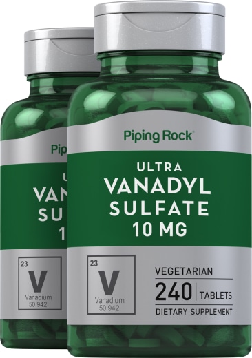 Vanadil kompleks (vanadij) , 10 mg, 240 Vegetarijanske tablete, 2  Steklenice