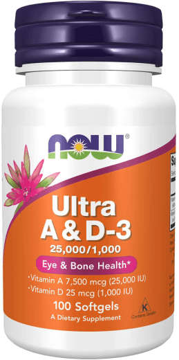 Vitamine A & D3 Ultra 25 000/1 000 UI, 25,000/1,000 IU, 100 Capsules