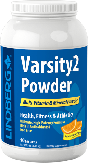 Varsity 2 Powder Multi-Vitamin & Mineral (Natural Orange) 90-day supply, 3 lb (1.36 kg) Bottle