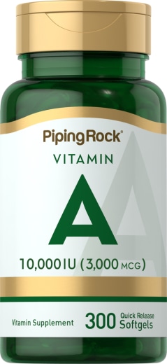 Vitamina A , 10,000 IU, 300 Cápsulas blandas de liberación rápida