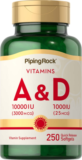 Vitamine A en D, (10,000 IU /1,000 IU), 250 Snel afgevende softgels