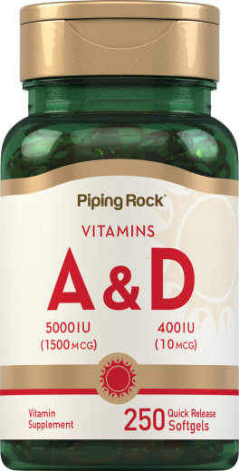 Vitamina A y D3 A-5000 IU D-400 IU, A 5,000, 250 Cápsulas blandas de liberación rápida