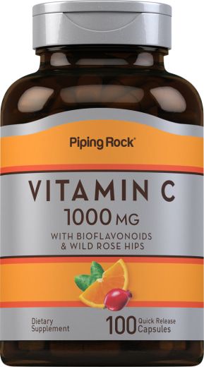 Vitamina C 1000mg c/ bioflavonóides e frutos de roseira brava, 100 Cápsulas de Rápida Absorção