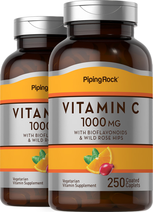 Vitamine C 1000mg avec bioflavonoïdes et églantier, 250 Petits comprimés enrobés, 2  Bouteilles