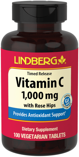 Vitamine C 1000 mg met rozenbottels (getimede afgifte), 100 Vegetarische tabletten