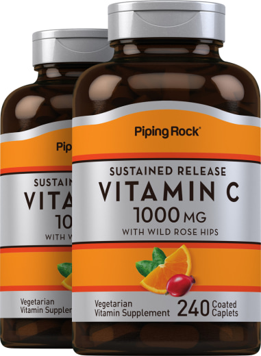 Vitamin C 1000 mg with Rose Hips Timed Release, 240 Coated Caplets, 2  Bottles