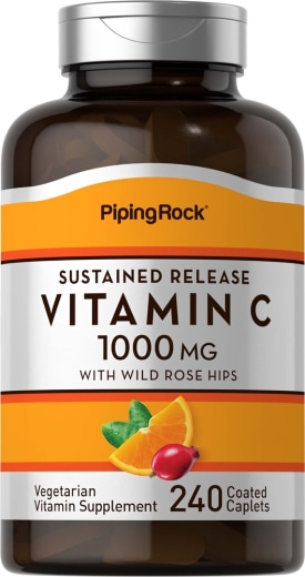 Vitamine C 1000mg avec bioflavonoïdes et églantier - Libération lente, 240 Petits comprimés enrobés