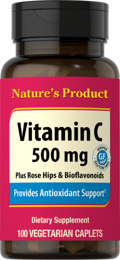 Vitamin C 500 mg plus Rose Hips & Bioflavonoids, 100 Vegetarian Caplets