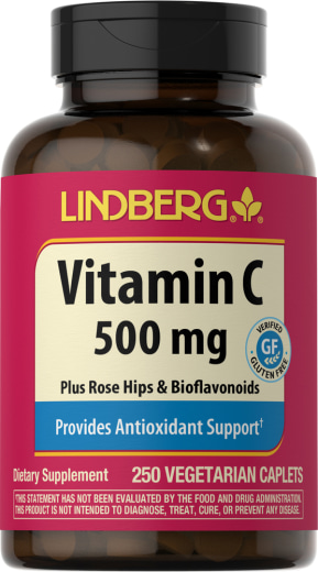 ビタミン C 500mg 、バイオフラボノイド & ローズ ヒップ配合, 250 ベジタリ カプレット