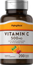 Vitamin C 500 mg with Bioflavonoids & Rose Hips, 200 Coated Caplets