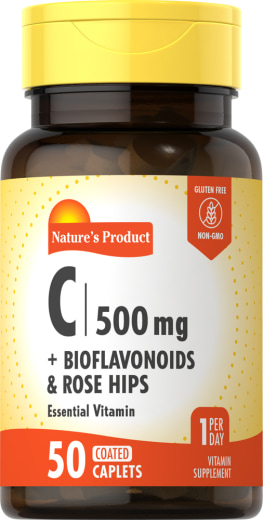 Vitamin C 500 mg with Bioflavonoids & Rose Hips, 50 Coated Caplets
