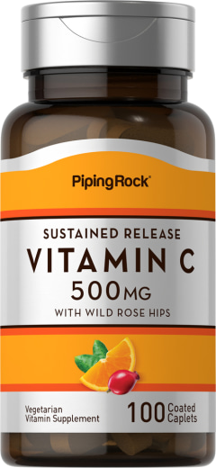 Vitamine C 500 mg met bioflavonoïden & rozenbottel afgifte op tijd, 100 Gecoate capletten