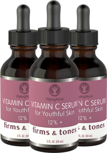 Vitamin C-serum 12%+, 2 fl oz (59 mL) Pipettflaska, 3  Pipettflaskor