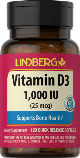 Vitamina D 3, 1000 IU, 120 Cápsulas blandas de liberación rápida