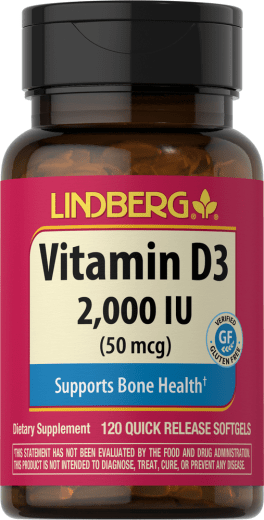 Vitamin D 3, 2000 IU, 120 Softgel for hurtig frigivelse