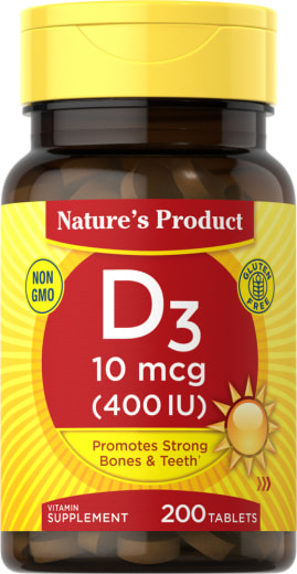 Vitamina D 3, 400 IU, 200 Tabletas