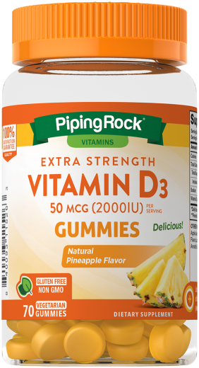D3 Vitamin Sakızları (Doğal Ananas), 2000 IU, 70 Vejeteryan Sakızlar