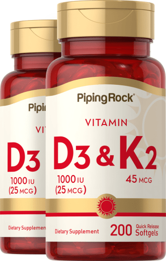 Vitamin D3 & K-2, 45 mcg, 200 Quick Release Softgels, 2  Bottles