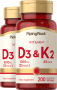 Vitamin D3 und K2, 45 µg, 200 Softgele mit schneller Freisetzung, 2  Flaschen