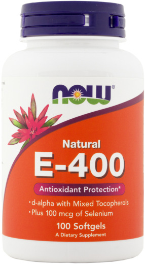 Vitamina E-400 (d-Alpha com mix de tocoferóis) e Selênio , 100 Cápsulas gelatinosas