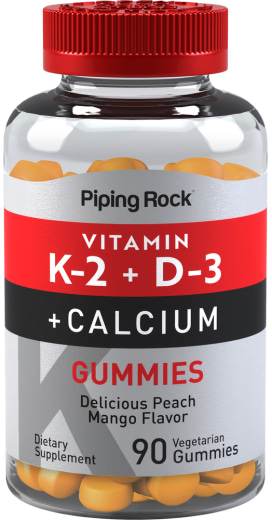 Vitamin K-2 + D3 Calcium Gummies (Delicious Peach Mango), 90 Vegetariánus gumibogyó